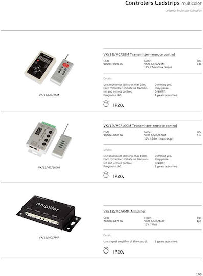 VK Lighting Wireless Dimmer with Remote Control for RGB LED Strips 25m 90004-029126