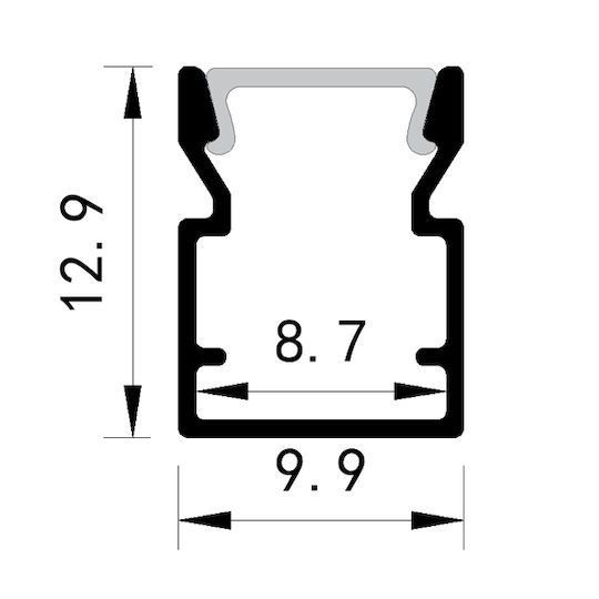 Eurolamp Εξωτερικό Προφίλ Αλουμινίου Ταινίας LED 200x1x1.3εκ.
