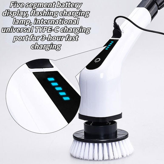 Презареждаща се почистваща четка 7 в 1 25W регулируема дължина 30-137см бяла