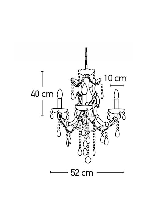 Inlight Kronleuchter 3xE14 mit Kerzen Transparent 5244-3-Οξυντέ