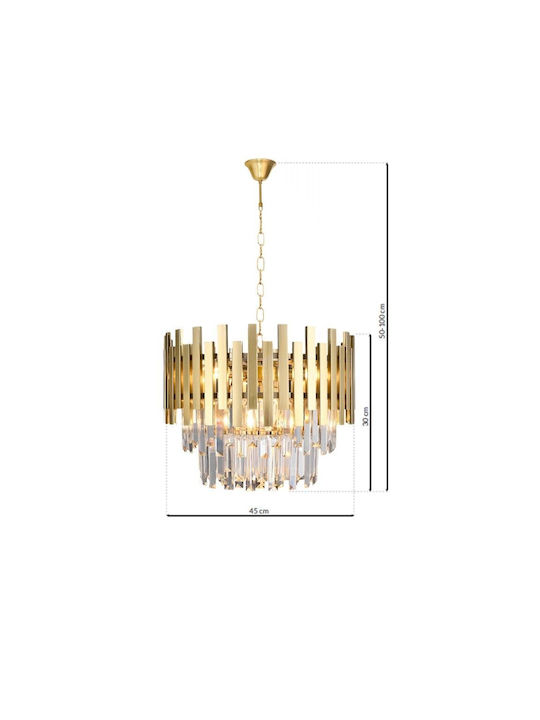 Eko Light Πολυέλαιος 6xE14 Ø50cm με Κρύσταλλα Χρυσός ML5999