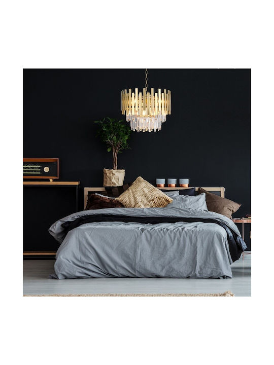 Eko Light Πολυέλαιος 6xE14 Ø50cm με Κρύσταλλα Χρυσός ML5999