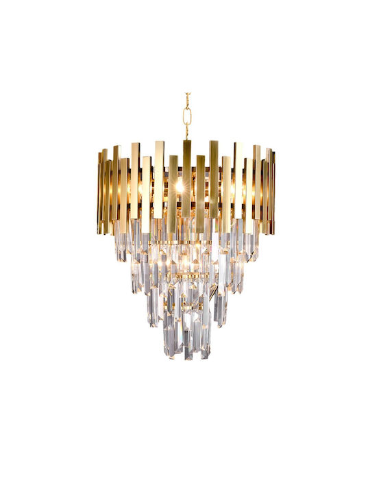 Eko Light Πολυέλαιος 9xE14 Ø45cm με Κρύσταλλα Χρυσός ML6000