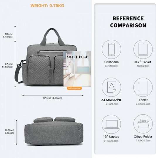 Miss Lulu Shoulder/Hand Diaper Bag EQ2411-GY Gray