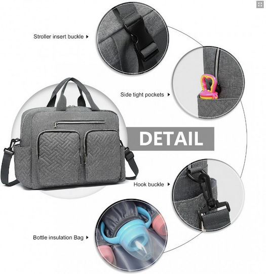 Miss Lulu Shoulder/Hand Diaper Bag EQ2411-GY Gray