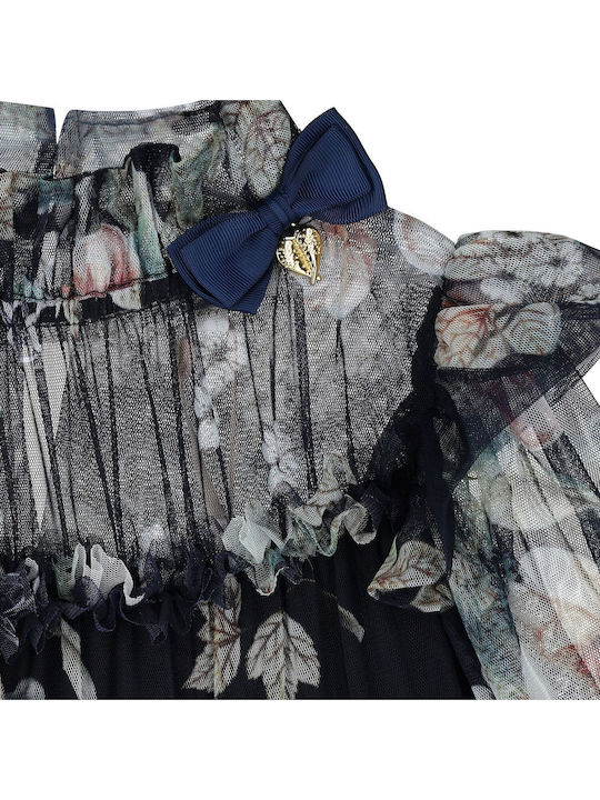 Παιδικό Φόρεμα Μακρυμάνικο Τούλινο Floral Black