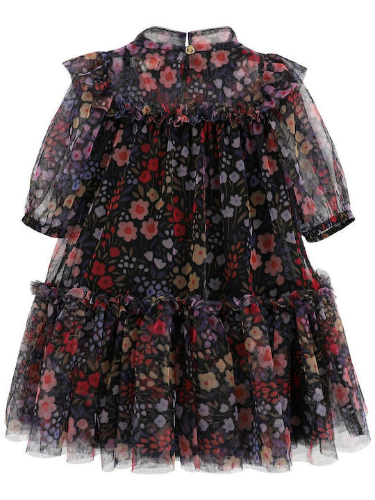 Παιδικό Φόρεμα Μακρυμάνικο Τούλινο Floral Black