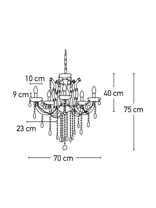 Inlight Chandelier with Crystals 6xE14 Transparent 5244-6-ΟΞΥΝΤΕ