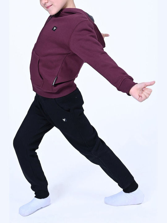 Kids Cardigan Fleece with Hood Bordeaux