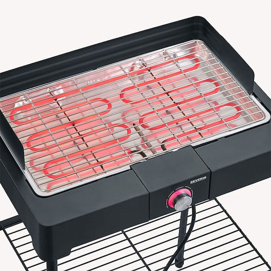 Severin Tabletop Electric Grill Grill 2200W Inox with Adjustable Thermostat 44.5cmx26cmcm