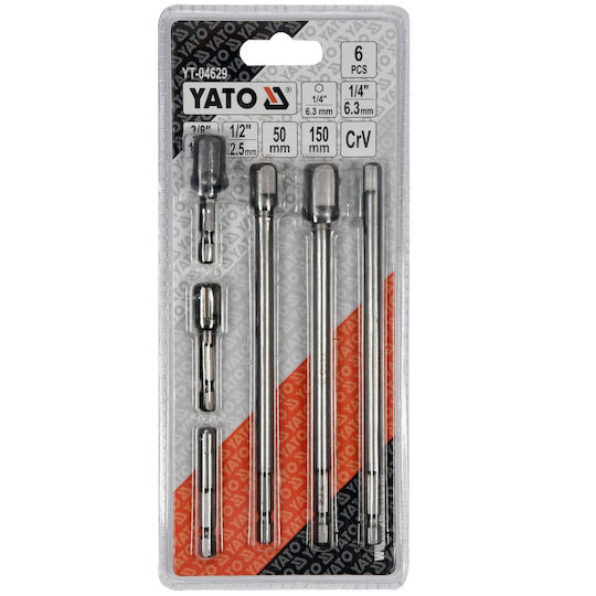 Yato Hex Adapter Set 6 Pieces 1/4" 3/8" 1/2"