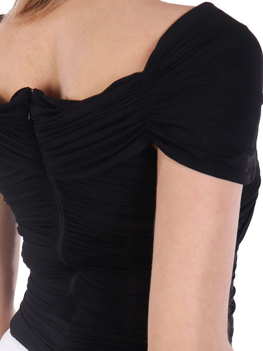 Damen Bluse mit V-Ausschnitt Black