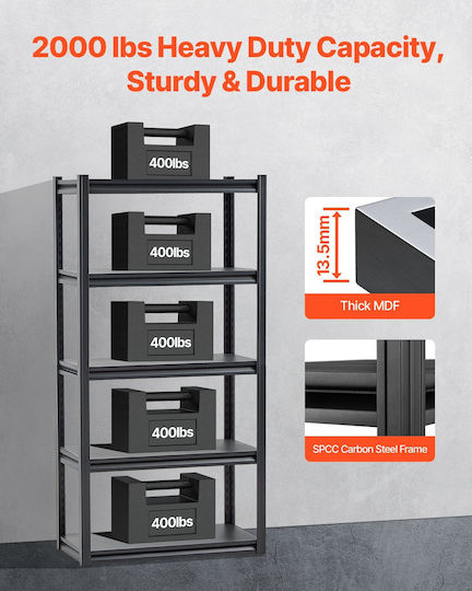 Vevor Storage Shelves 16" D X 32" W X 63" H Garage Storage Shelves 5-Tier