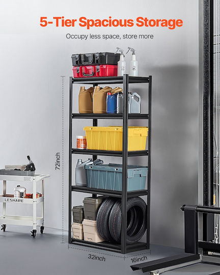 Vevor Storage Shelves 16" D X 32" W X 72" H 5-Tier Garage Storage Shelves