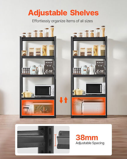 Ράφια Αποθήκευσης Vevor 18" D X 32" Π X 72" Υ 5 Επιπέδων Ράφια Αποθήκευσης Γκαράζ