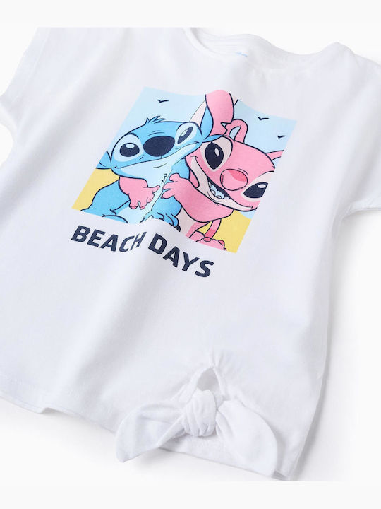 Bluza Pentru Copii Cu Mâneci Scurte Albă