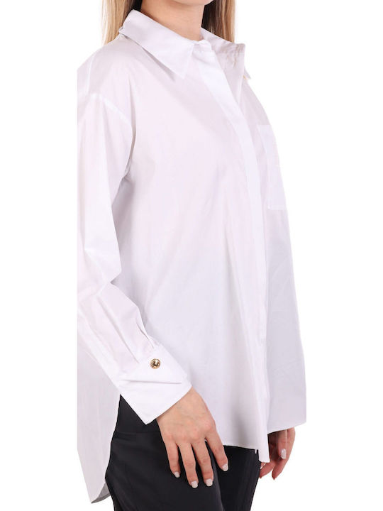Langärmelig Damen Hemd White