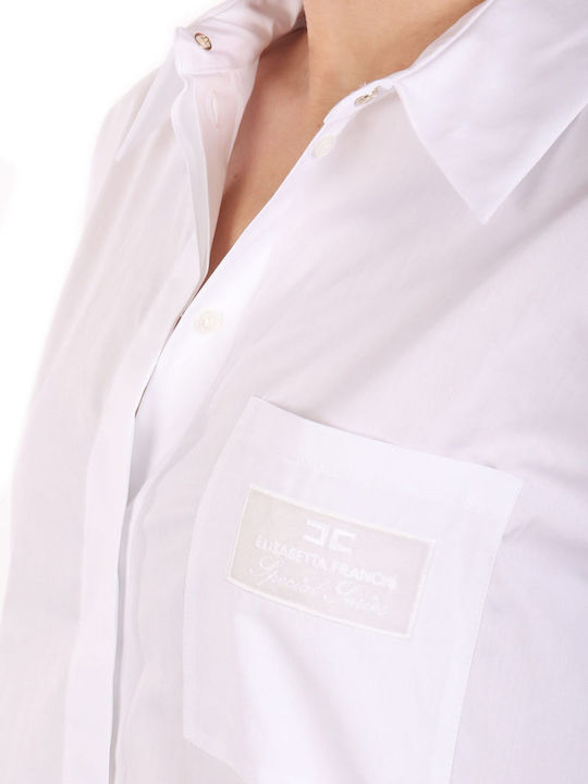 Langärmelig Damen Hemd White