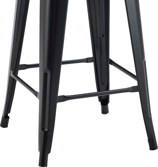 Stool Bar with Backrest Metallic Utopia Black Metal 42x42x86cm