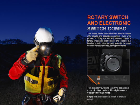 Fenix Επαναφορτιζόμενος Φακός Κεφαλής LED IP66 με Μέγιστη Φωτεινότητα 4000lm