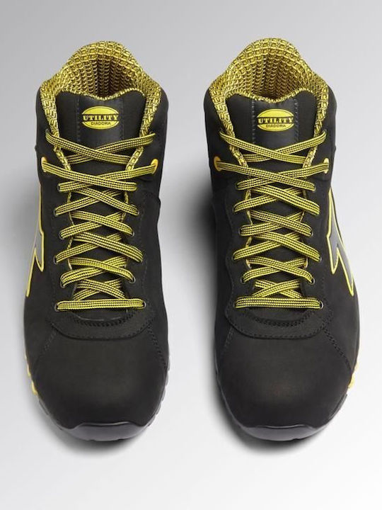 Utility Diadora Αδιάβροχο Μποτάκι Ασφαλείας Μαύρο S3S με Πιστοποίηση FO, HRO,SR