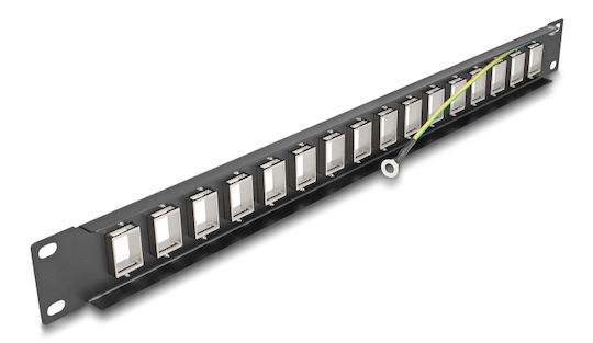 DeLock Κάλυμμα Πάνελ για Rack 1U 19" 16 Θυρών Μαύρο
