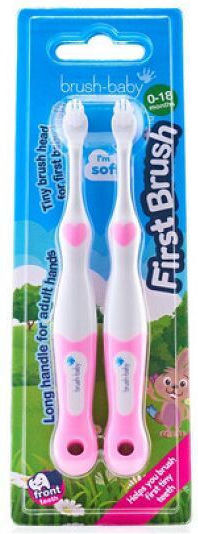 Brush Baby Baby Toothbrush Set for 0m+ 2 Pieces Pink