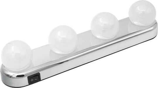Mirror Lamps Studio Glow Led Model Silver Color Dimensions 30x6x7cm 4 Bulbs Suction Cup Installation
