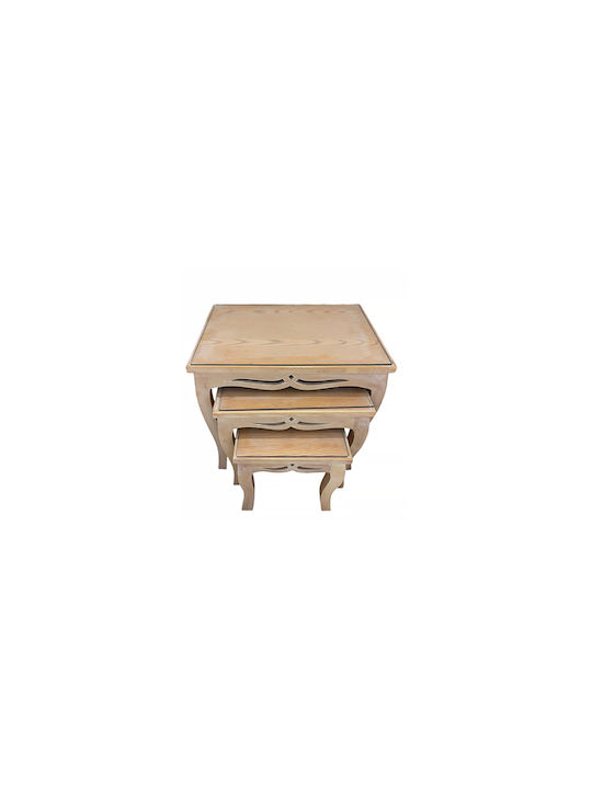 Set Zigon Rectangular Din Lemn Masiv Bej 3 Buc M16xL16xÎ46cm