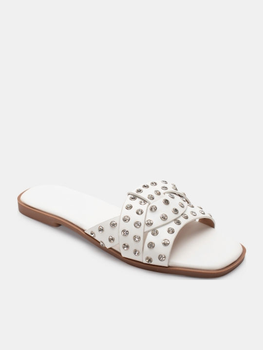 Women's Flat Sandals in White Color