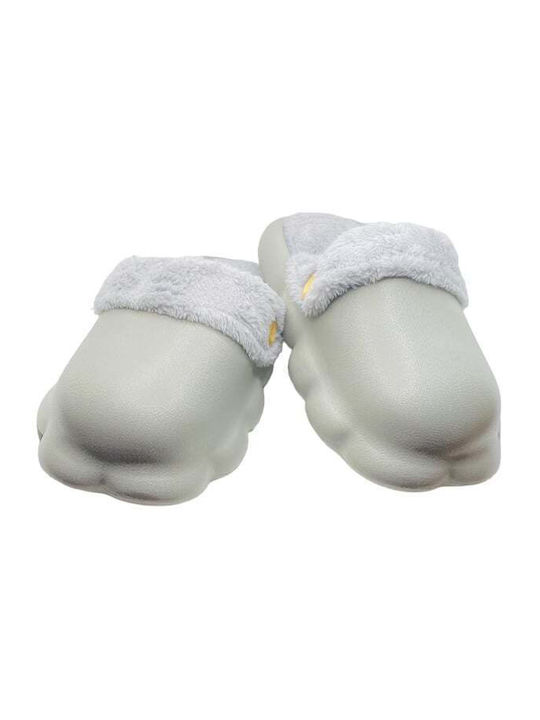 Men's Slippers with Fur Gray