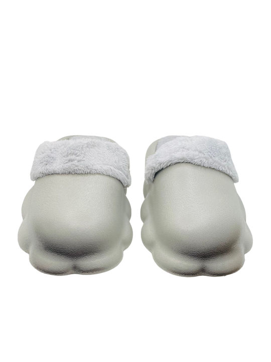 Men's Slippers with Fur Gray