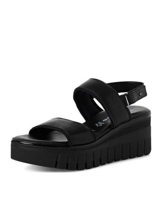 Women's Leather Platform Shoes Black