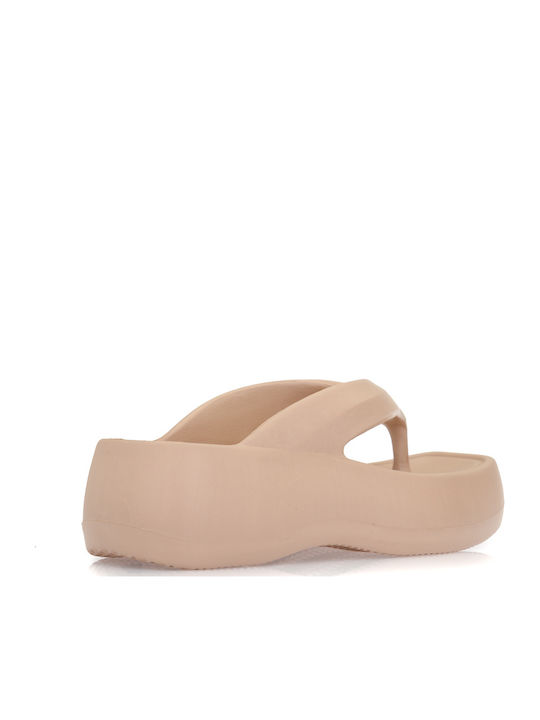 Women's Platform Flip Flops Beige