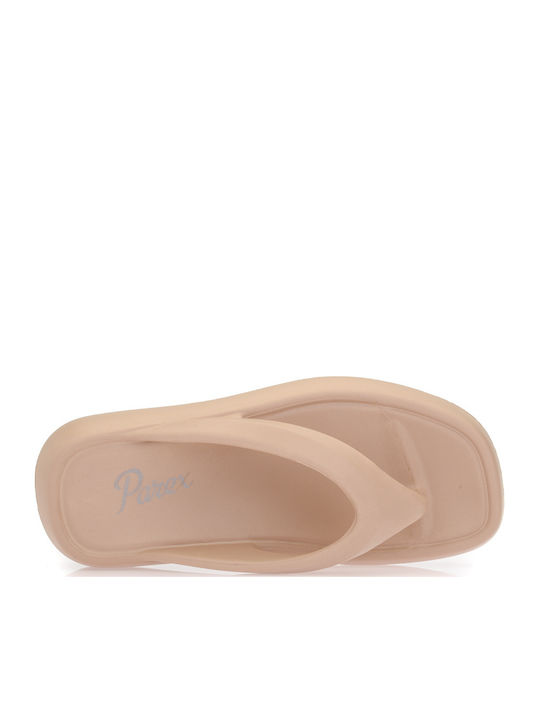 Women's Platform Flip Flops Beige