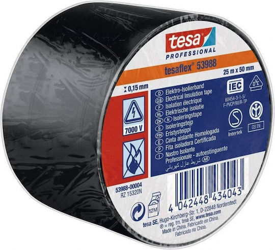 Tesa Μονωτική Ταινία 50mm x 25m Tesaflex Μαύρη