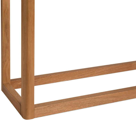 Console Table of Solid Wood & Glass Oak Wood Glass L100xW32xH75cm
