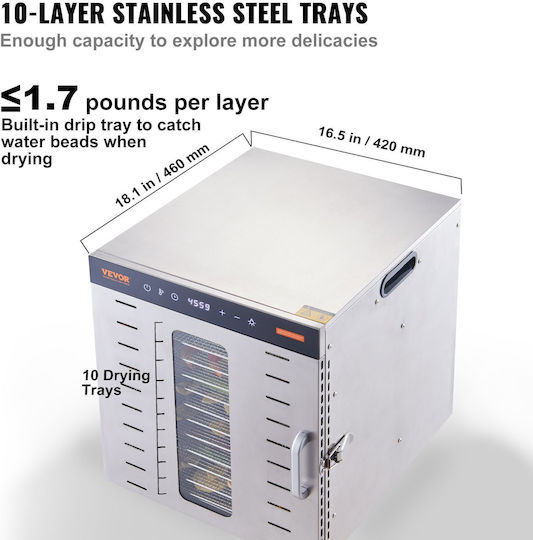 Vevor Commercial Food Dryer & Dehydrator 10-Tray 1000W