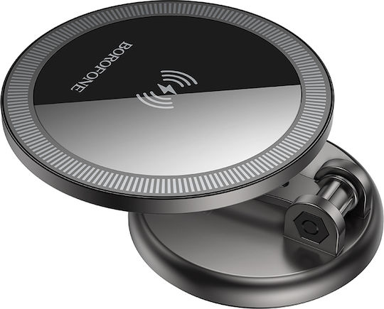 Borofone Car Mobile Mount with Adjustable Hooks and Wireless Charging Black