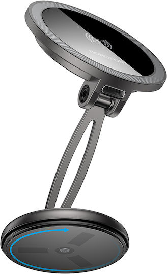 Borofone Car Mobile Mount with Adjustable Hooks and Wireless Charging Black