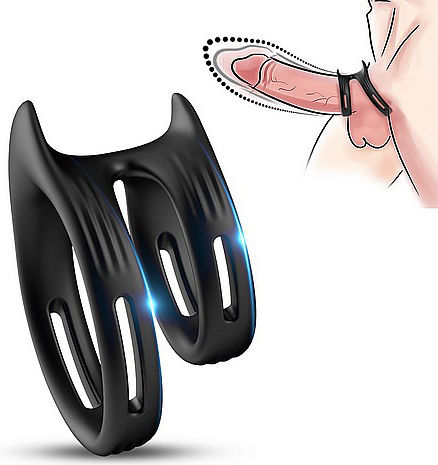 Toyboy Stay Hard Silicone Dual Penis Rings Black Product Code Sw-89141