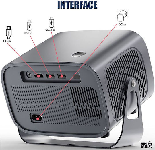 Linomag Mini Projector LCD HD Λάμπας LED με Wi-Fi και Ενσωματωμένα Ηχεία