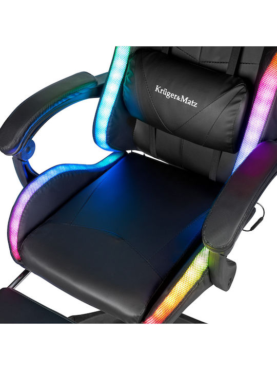 Kruger & Matz GX-150 Scaun Gaming Din piele ecologică cu Iluminare RGB și Suport pentru picioare Neagră