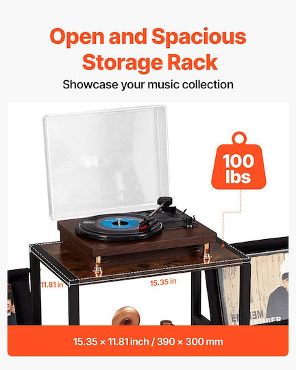 Vevor 3-Tier Metal Vinyl Record Stand Holds Up to 280 Albums Black