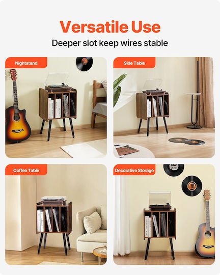 Vevor Vinyl Record Stand Wooden 2-Tier Up to 100 Albums Brown