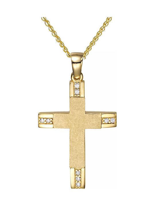 Papoulidis Jewellery Women's Gold Cross 14K Double Sided