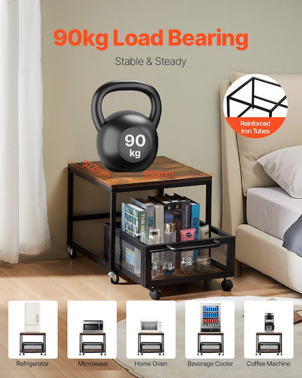 Mini Refrigerator Stand Vevor 198 lbs Storage Cart Swivel Wheels Open Brown