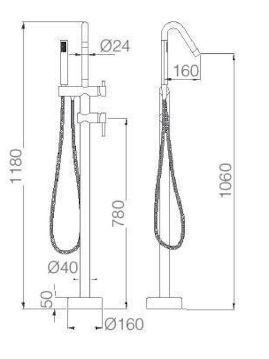 Imex Corcega Mixing Bathtub Shower Faucet Complete Set Silver