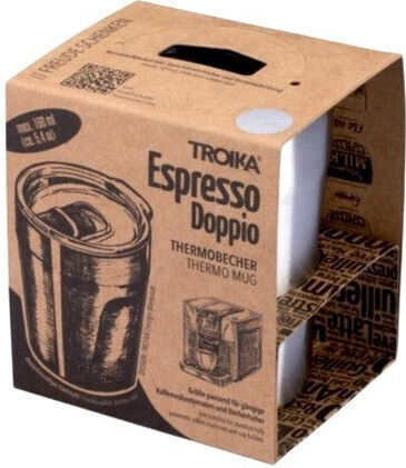 Troika Hot Drinks Mug Espresso Doppio Glass Thermos Stainless Steel 160ml Silver with Mouthpiece