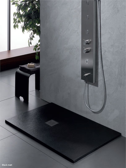 Sirene Slate Duș din piatră artificială 140x80cm Neagră